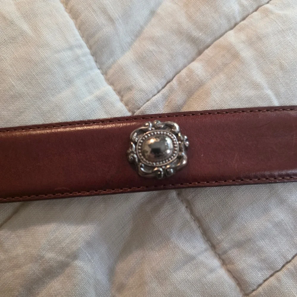 Fossil Leather Belt Womens 44 Brown Good Western Silver Concho BT7766-20605